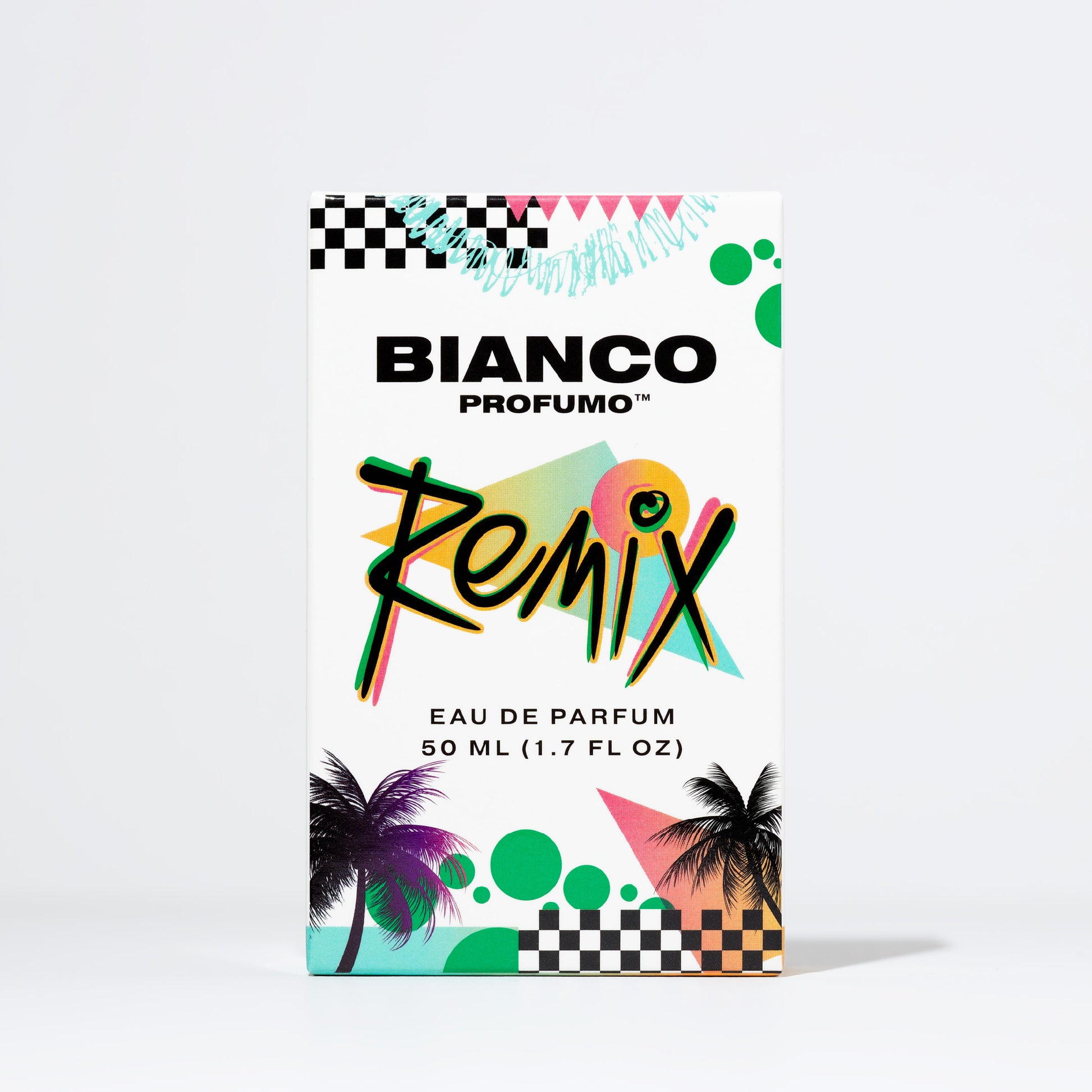 Bianco Profumo remix featuring notes of Vert de Bergamot Italy Orpur™, Vert de Mandarin Italy Orpur™, Lime Oil, Ozone, Jasmine, Spearmint, Watermelon, Oakmoss, Amber, and Musk. Box on a clean white background. Aquatic citrus style fragrance.